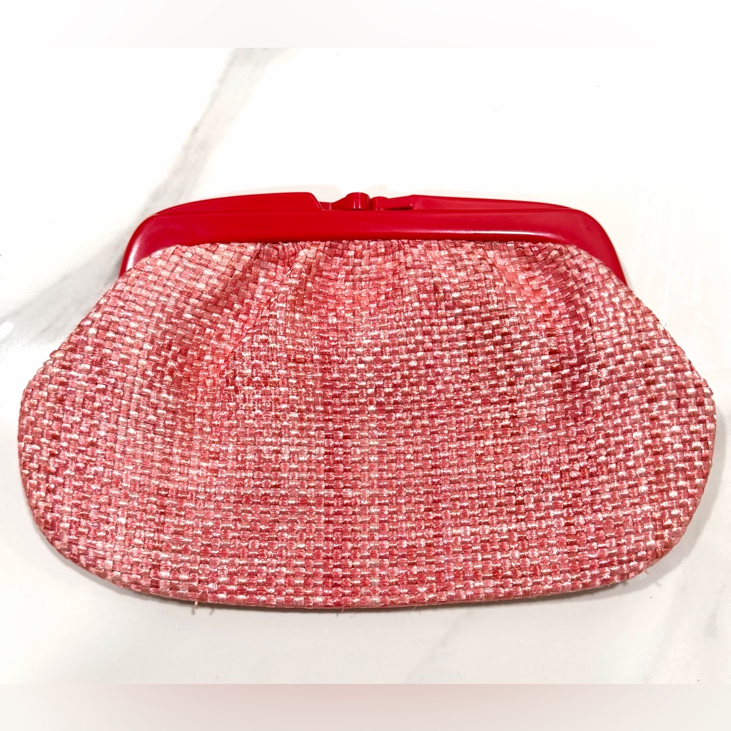 Vintage Tomato Girl Coastal Grandma Pin Up Old Money Bohemian Red Woven Clutch